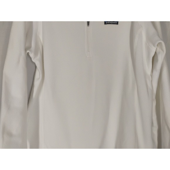 Patagonia Worn Wear Women's LARGE Pull Over 1/4 Zip White Fleece Jacket Shirt - Picture 6 of 16